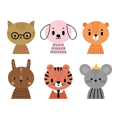 Cute cartoon animals for postcard, t-shirt, nurser