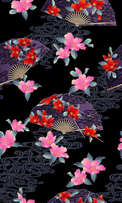 Japanese style Folding fan pattern,