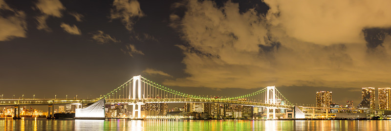 从海边公园看到的东京湾地区的夜景