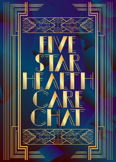 Art Deco Retro Five Star Health Care Chat text.