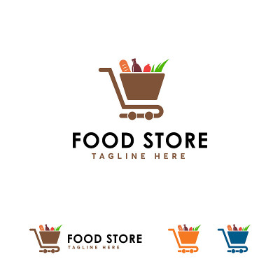 食品商店图标设计概念向量，商店图标模板