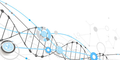 带有DNA分子的科学模板、墙纸或横幅。向量