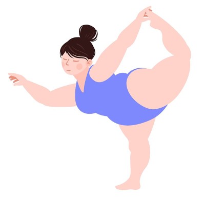 胖女孩在练瑜伽