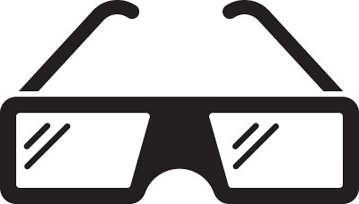 数字立体投影眼镜在影院观看3D电影概念矢量字形图标设计，游戏小工具符号在白色背景