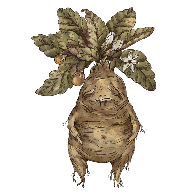 魔法植物，女巫草药曼德拉草根，魔法神秘贴纸包