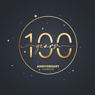 100周年纪念标志模板。百岁生日，结婚纪念日图标。时髦的象征形象。向量EPS 10。孤立在背景