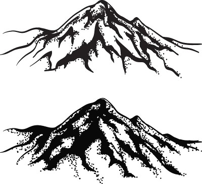 山草图。火山。手绘矢量图