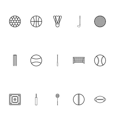 Sports icons in thin line style vector. Set of the