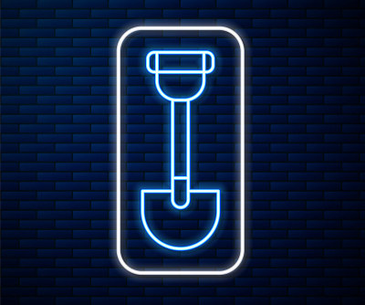 Glowing neon line Sapper shovel for soldiers icon 