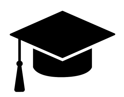 黑色毕业帽孤立在白色背景上。帽子轮廓图标。教育标志、学位帽或毕业帽。学生配件。简洁扁平风格的设计元素