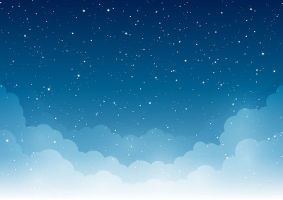 夜空繁星点点，还有淡淡的白云