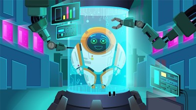 创建机器人下一代矢量插图