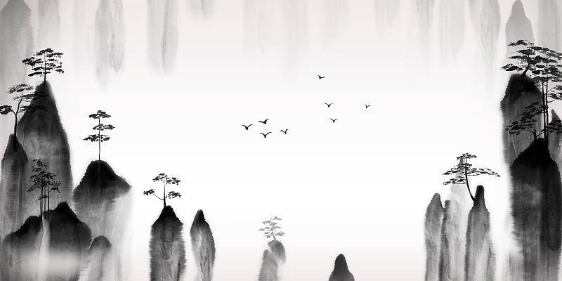 中国传统山水画的山和树