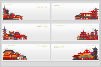 一套矢量贺卡与中国传统建筑