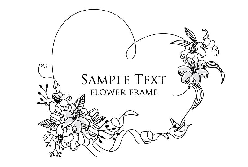 矢量插图手绘花和线画框