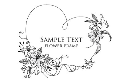 矢量插图手绘花和线画框