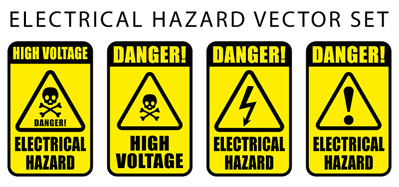 warning sign vector set. rectangle frame yellow an