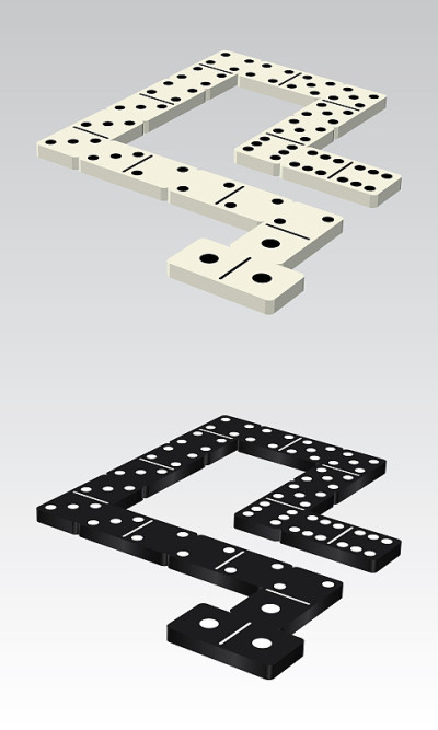 2 Set of Black and White Dominoes.
