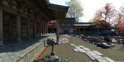 古老的日本宫殿在秋季3d插图
