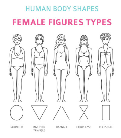 人体形状。女性人物类型设置。