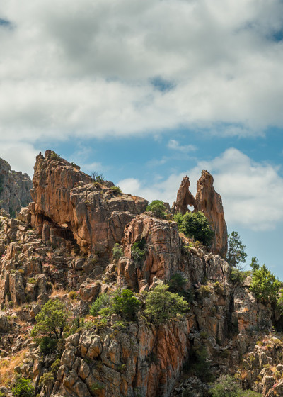 科西嘉Calanques de Piana的岩石