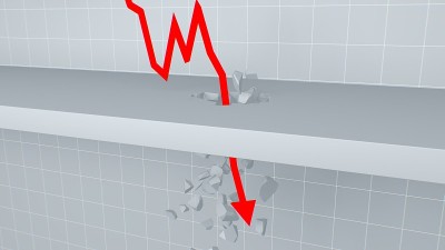 破产红色股票市场箭头崩溃通过地板打破它-抽象的背景纹理