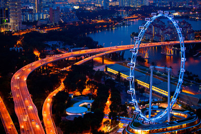 新加坡夜景鸟瞰图