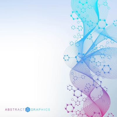 结构分子和通信。Dna,原子,神经元。科学的设计理念。用点连接线。医学，技术，化学，科学背景。矢量插