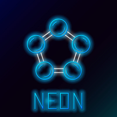 Glowing neon line Molecule icon isolated on black 