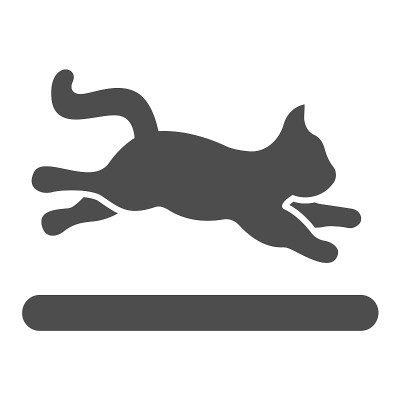 跳跃的猫，小猫在运动固体图标，宠物概念，活跃的小猫跳跃矢量标志在白色背景上，字形风格图标的移动概念和