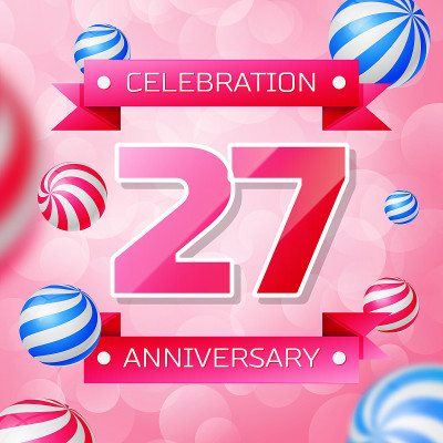 Realistic Twenty seven 27 Years Anniversary Celebr