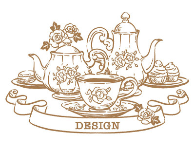 茶点时间对象的插图。复古风格。矢量插图。