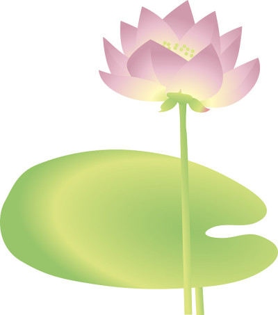 单莲花装饰花元素。矢量图