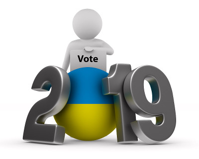 白色背景下的乌克兰2019年大选。孤立的3 d演示