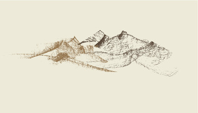 石墨手绘山矢量图