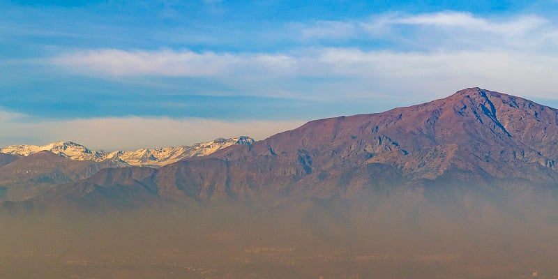 智利圣地亚哥鸟瞰图从圣克里斯托巴尔山