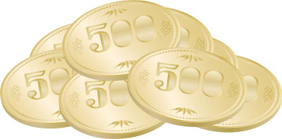 500日元硬币孤立矢量插图