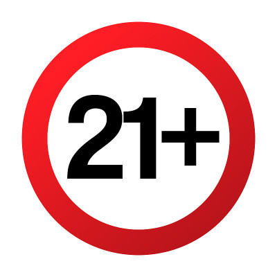 21岁以下禁止标志，仅限成人，矢量插图。不允许青少年和21岁以下的人。家长控制。在红色标志上划上叉号