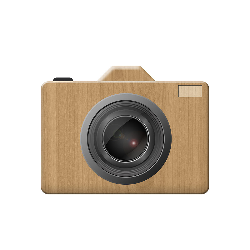 Camera design made by wood on white background