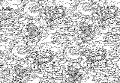 黑白两色的波浪画
