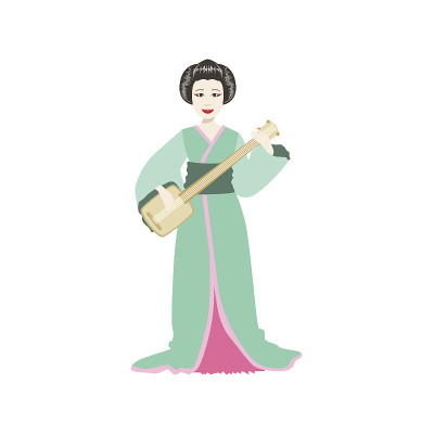日本艺伎玩三味仙