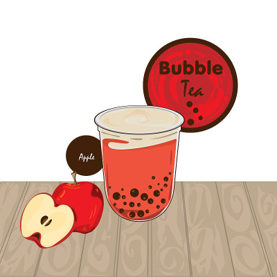 泡泡茶图案杯
