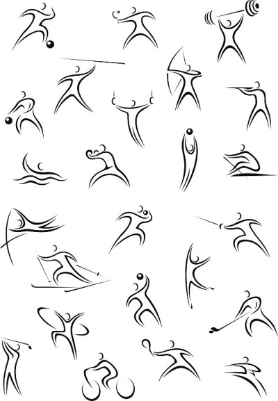 一套运动素描人物图标