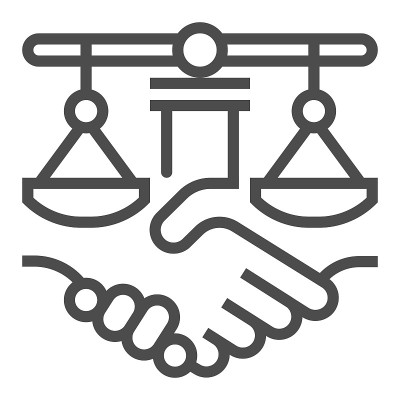 纠纷解决方线矢量图标。