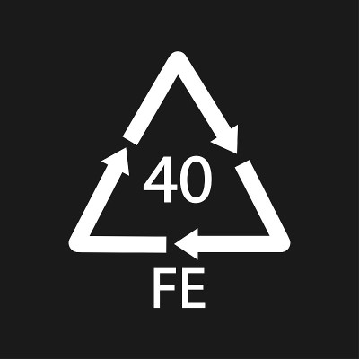 塑料回收符号FE 40，包装塑料。黑色的矢量图