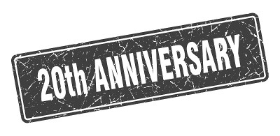 20周年邮票。20周年复古灰色标签。标志