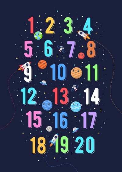 Colorful Number Vector for Kids. Vector illustrati