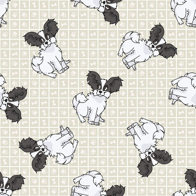 可爱的卡通蝴蝶坐矢量clipart。纯种犬舍犬品种，用于服从训练。纯种家养小狗，用于狗展插图吉祥物。