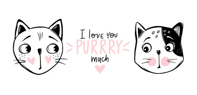 矢量可爱的猫插图。手绘时髦的小猫。嘟嘟猫。