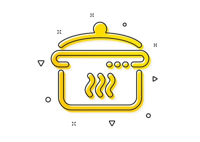 煮沸锅图标。烹饪的迹象。准备食物。向量